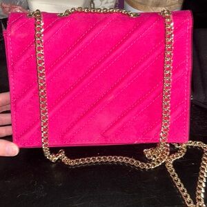 Hot Pink Felt Cross Body Purse - Forever 21
